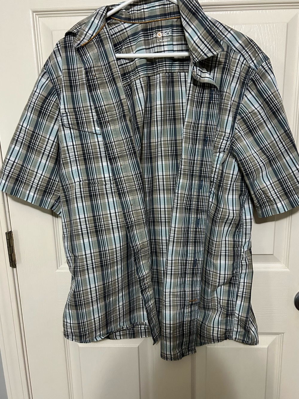 Carhartt Short-Sleeve Plaid Button-Down Shirt in Teal, Black & White